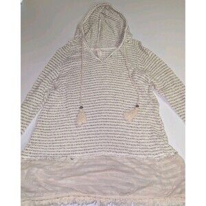 Blu Pepper Grey White Knit Ribbon Lagenlook Boho Floral Design Cozy  Small